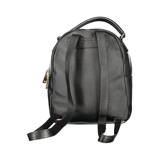 Mochila de poliuretano negra para mujer