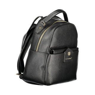 Mochila de poliuretano negra para mujer