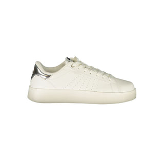 White Polyurethane Women Sneaker