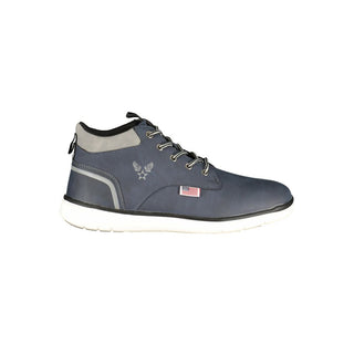 Blue Polyurethane Men Ankle Boot