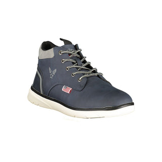 Blue Polyurethane Men Ankle Boot