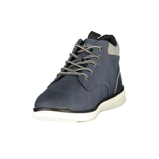 Blue Polyurethane Men Ankle Boot