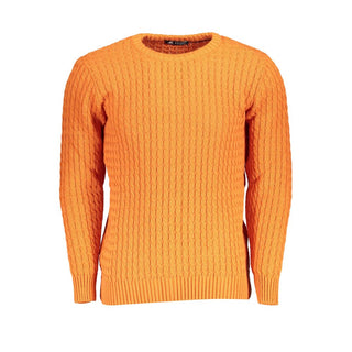 Orangefarbener Acryl-Herrenpullover