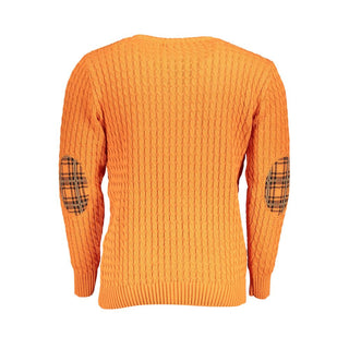 Orangefarbener Acryl-Herrenpullover