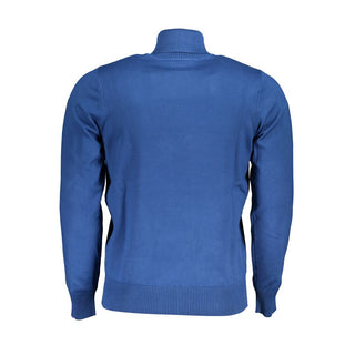 Blue Viscose Men Sweater