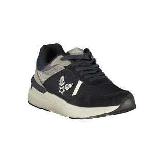 Blue Polyurethane Men Sneaker