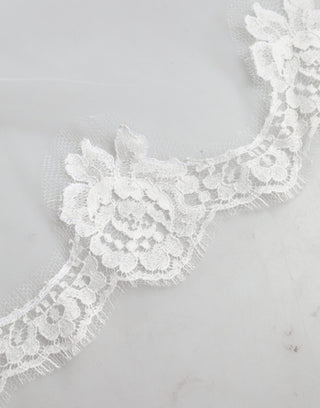 White Floral Lace Nylon Floor Length Long Wedding Veil