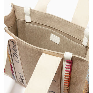 Beige Leinen-Einkaufstasche