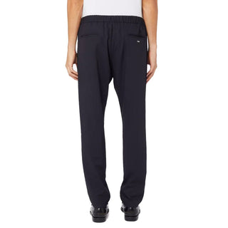 Blue Virgin Wool Casual Pants