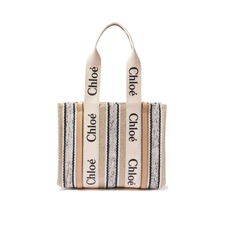 Bolso tote de lino beige