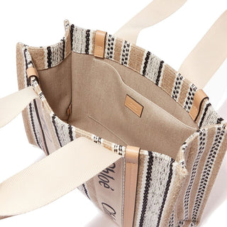Bolso tote de lino beige