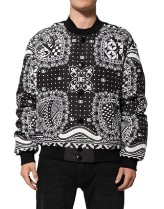 Schwarz-weiße Herren-Bomberjacke mit Bandana-Print