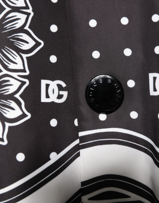 Black White BandanaPrint Men Bomber  Jacket