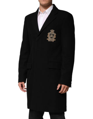 Black Heraldic Patch Single Breasted Blazer Jacket