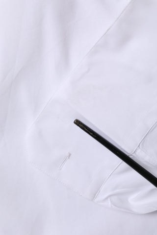 Camisa formal de vestir blanca de algodón con manga larga y detalles dorados  