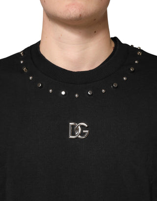 Black Embellished Cotton Sweatshirt Sweater