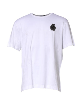 Weißes Baumwoll-T-Shirt für Herren mit DG-Logo-Stickerei