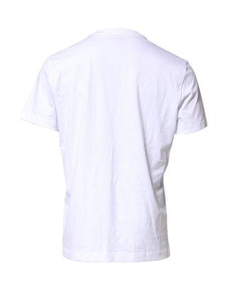 Camiseta para hombre de algodón blanco con bordado del logo DG