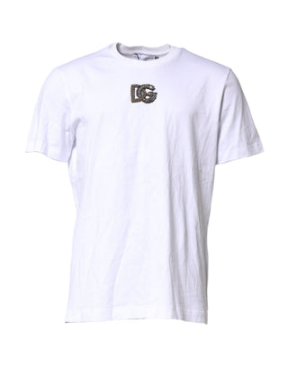 Herren-T-Shirt aus weißer Baumwolle mit DG Logo-Stickerei