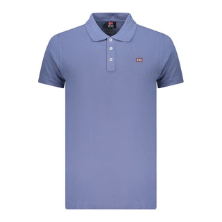 Blue Cotton Men Polo