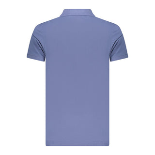 Blue Cotton Men Polo