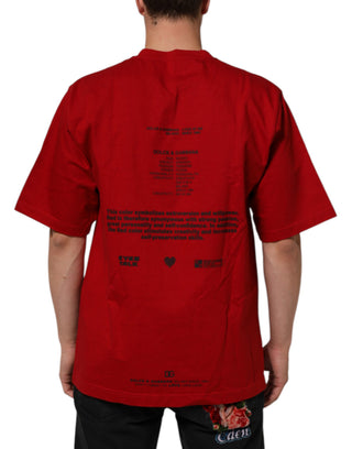Rotes DG Eye Print Baumwoll T-Shirt mit Rundhalsausschnitt