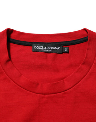 Rotes DG Eye Print Baumwoll T-Shirt mit Rundhalsausschnitt