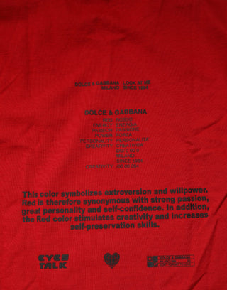 Rotes DG Eye Print Baumwoll T-Shirt mit Rundhalsausschnitt