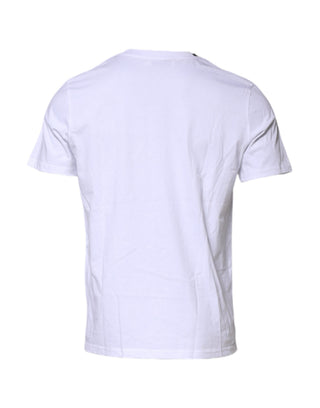 Weißes Baumwoll-T-Shirt mit Rundhalsausschnitt und Leopardenmuster