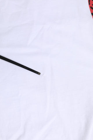 Weißes Baumwoll-T-Shirt mit Rundhalsausschnitt und Leopardenmuster