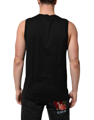 Black Cotton Sleeveless Men Tank Top T-shirt