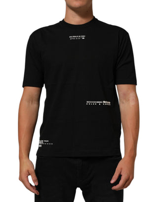 Schwarzes Statement Baumwoll Rundhals Herren T-Shirt