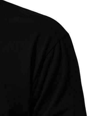 Schwarzes Statement Baumwoll Rundhals Herren T-Shirt