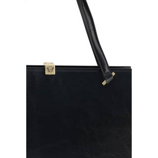 Bolso de hombro Bos Taurus de piel de becerro negra