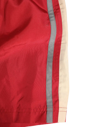 Rote Polyester Herren-Badeshorts mit Kordelzug