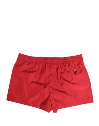 Rote Polyester Herren-Badeshorts mit Kordelzug