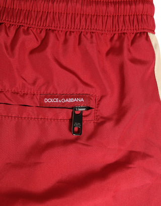Rote Polyester Herren-Badeshorts mit Kordelzug