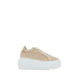 Beige Plateausneaker aus sonstigen Fasern