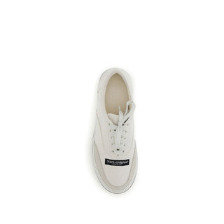 Weiße Leinen-Sneaker mit niedrigem Schaft