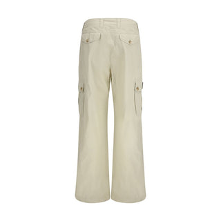 Beige Cotton Casual Pants