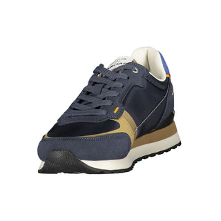 Blue Polyurethane Men Sneaker