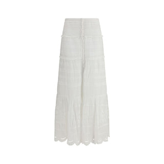 White Viscose Long Skirt