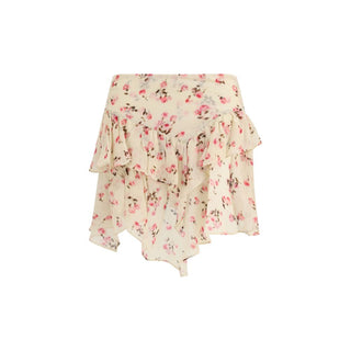 Beige Viscose Mini Skirt