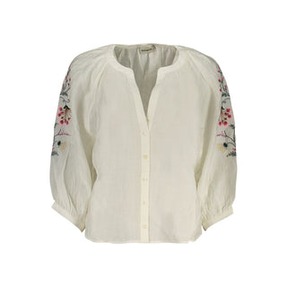 Camisa de viscosa azul romano para mujer
