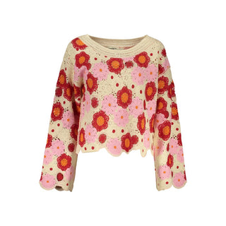 Suéter de algodón beige para mujer
