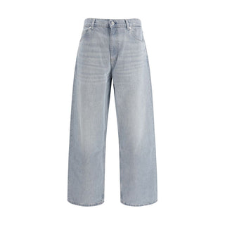 Jeans de mezclilla de algodón azul de cintura alta