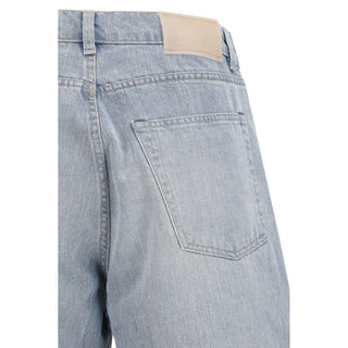 Blaue Baumwoll-Jeans mit hoher Taille