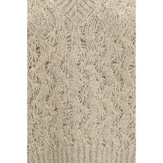 Beiger ärmelloser Seidenpullover