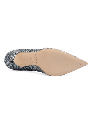 Silberne grobkörnige Glitzer-Degradé Agnes Pumps