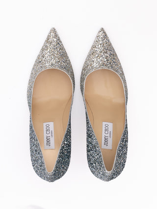 Silberne grobkörnige Glitzer-Degradé Agnes Pumps